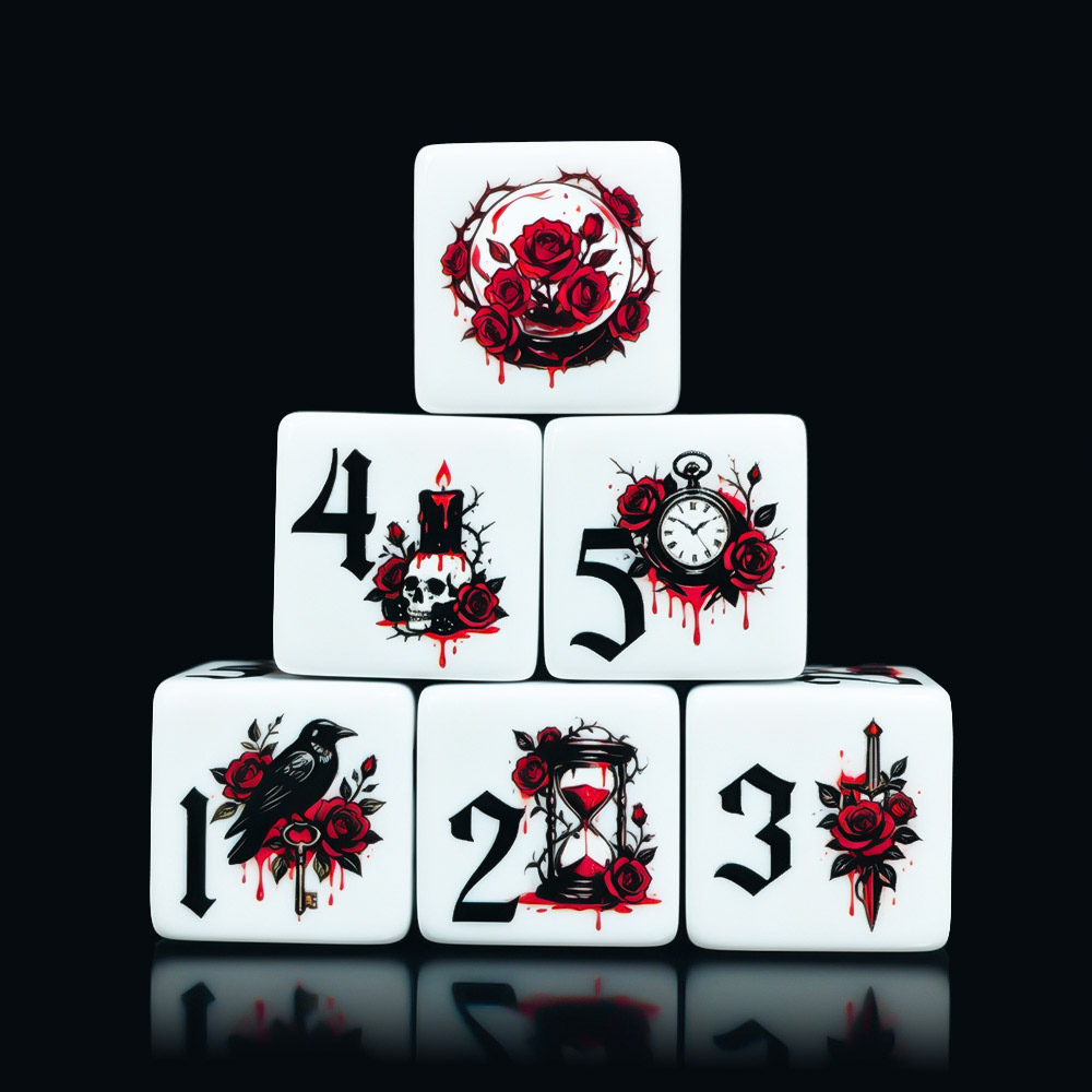 12Pcs Gothic Rose 16MM Printed - Board Game Arena ulasan dan harga