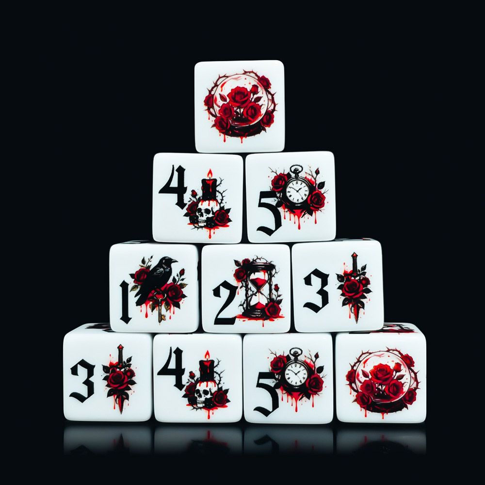12Pcs Gothic Rose 16MM Printed - Board Game Arena ulasan dan harga
