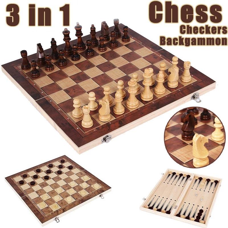 3 in 1 Chess Board, Folding Wo - Board Game Quacks ulasan dan harga