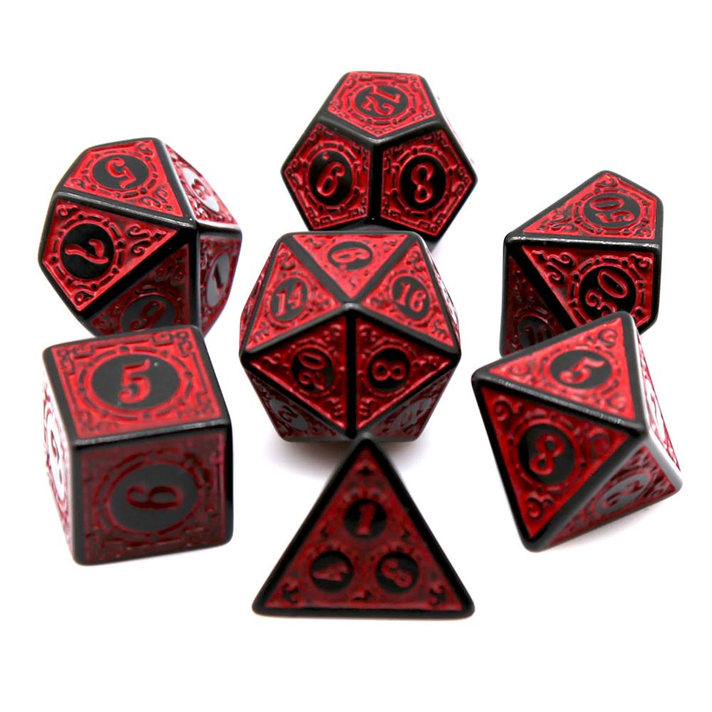 7Pcs Black Red Acrylic Polyhed - Board Game Pandemic ulasan dan harga