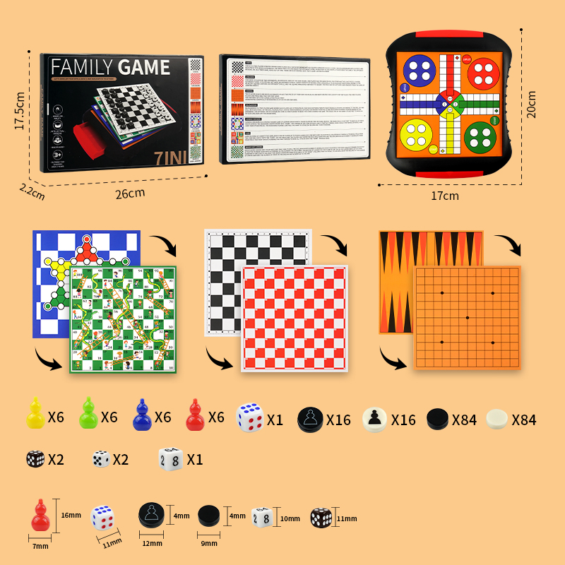 3-in-1/5-in-1/7-in-1 Board Gam - Board Game Quacks ulasan dan harga